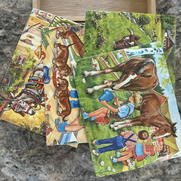 Vintage German Wood Blocks Toy With Wood Box And Prints - Picture 3 of 4